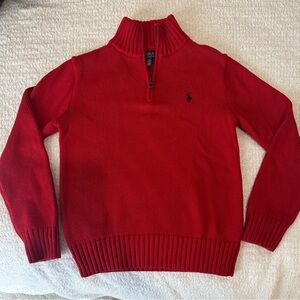 Polo by Ralph Lauren Red Quarter zip Knit Pullover youth Medium (10-12)